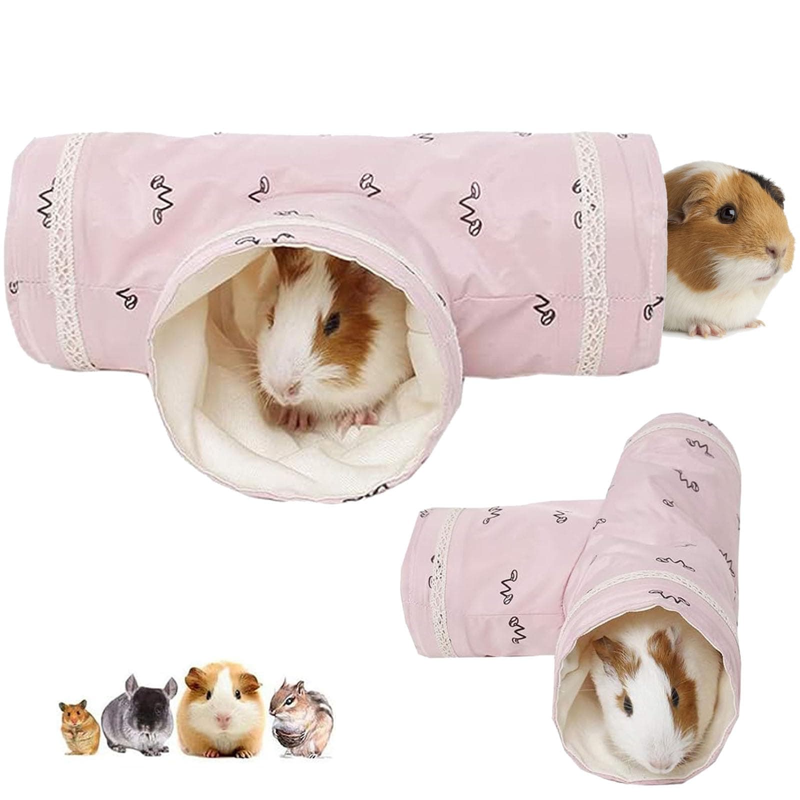 ABLAZEZAI Hamster Tunnel Toy, Rat Hideout Tunnel Tube, Small Mini Pets Collapsible House for Baby Guinea Pig Mouse Mice Hedgehog (Pink)