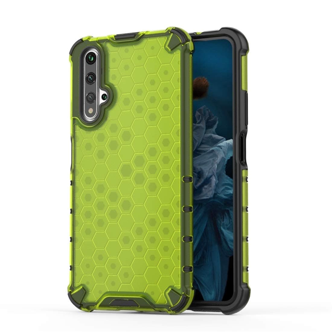 Mobile Phone Case Bag for Huawei Nova 5T Shockproof Honeycomb PC + TPU Case(Red) Back Cover Case (Color : Green)