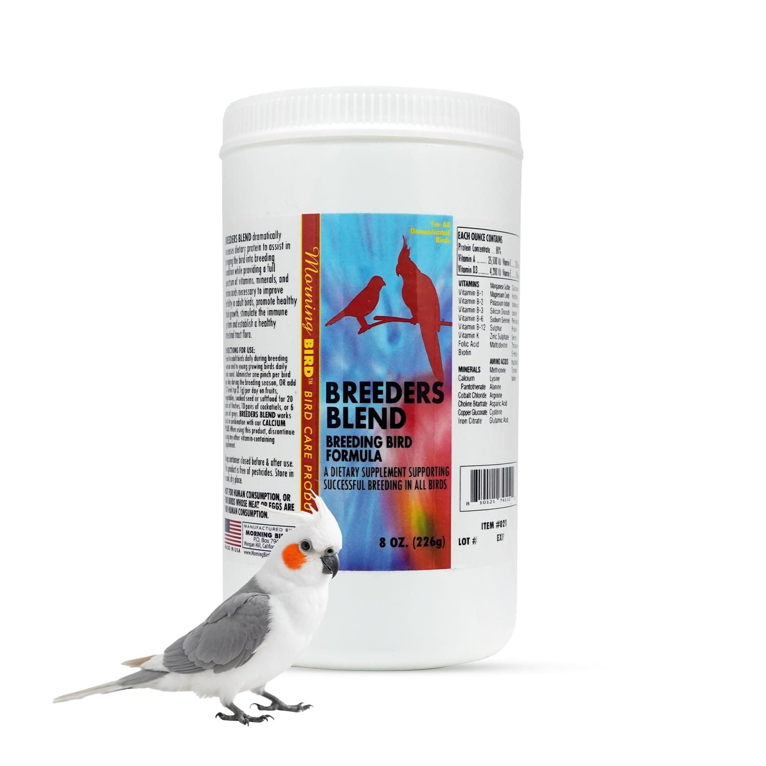 Morning Bird Breeders Blend 8 oz – Protein Supplement for Birds – Supports Breeding, Chick Growth, Muscle Development & Immune Support – Daily Vitamin Blend for Strong Bones & Overall Health