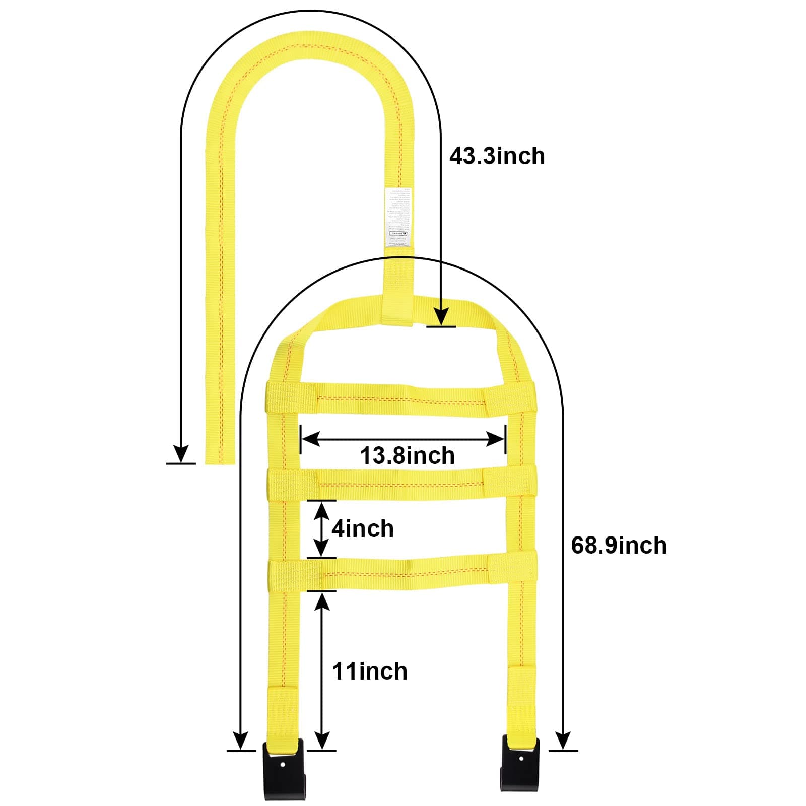 Tow Dolly Basket Straps with Flat Hook 3 Layer