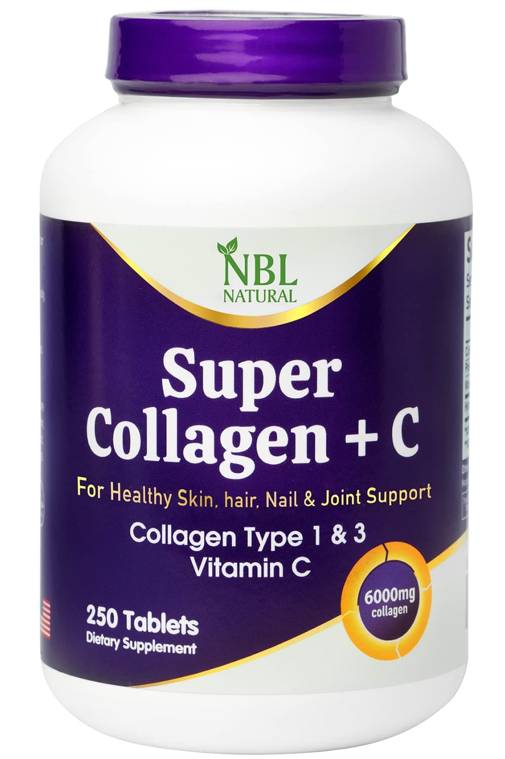 – Super Collagen with Vitamin C, Collagen Peptides Types 1 & 3 for Hair, Skin, Nails & Joints – 6000MG - 250 Tablets