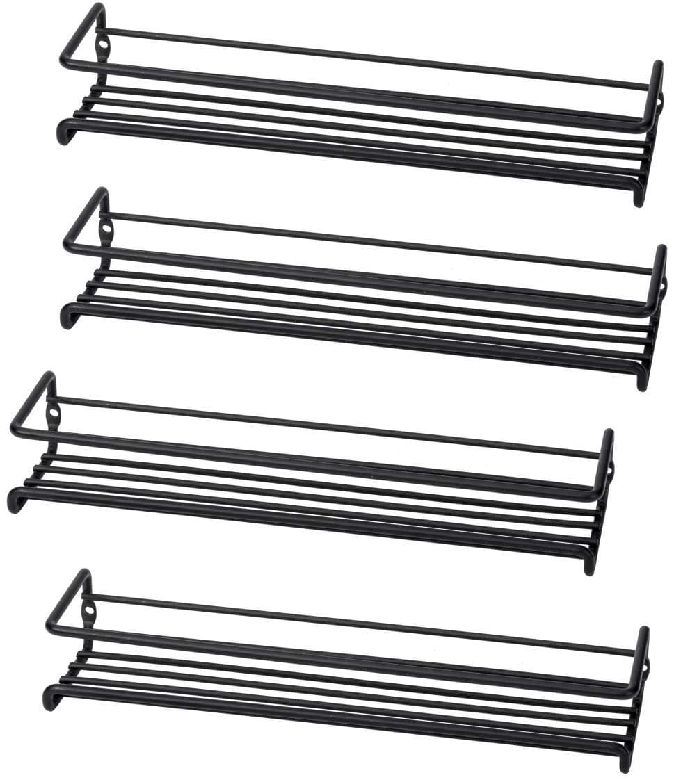 Unum Set of 4 Wall-Mount Spice Rack Organizers – Metal Hanging Racks for Cabinet Door or Pantry Door- Over Stove, Kitchen Cupboard Or Under Cabinet