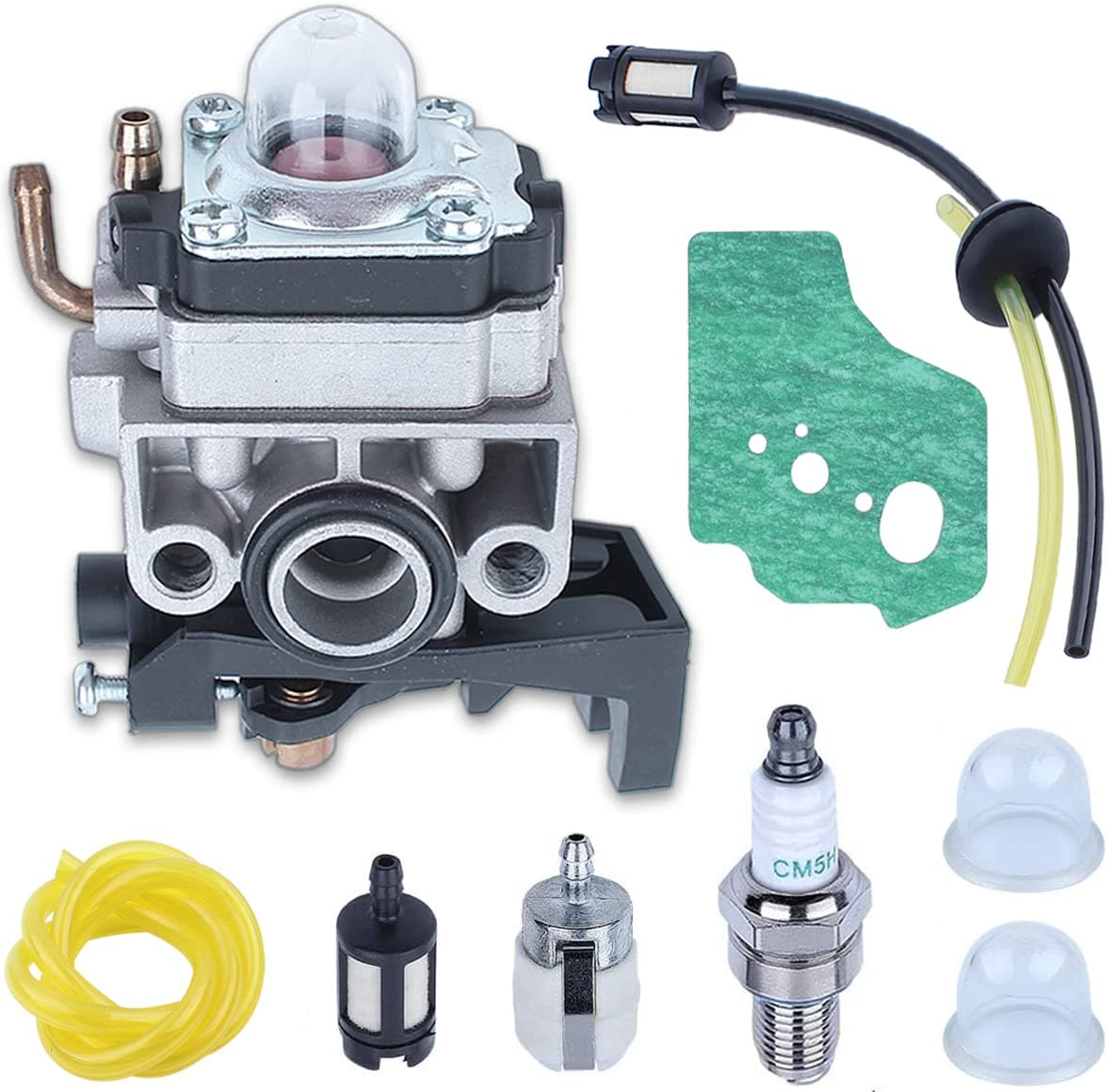 Carburettor Carb Kit for Honda GX35 GX25 FG110 HHT25 HHT35, ADEFOL Carburetor + Gasket + Fuel Filter + Air Filter + Spark Plug + Primer Bulb Engine Replacement Parts Kit 9 in 1