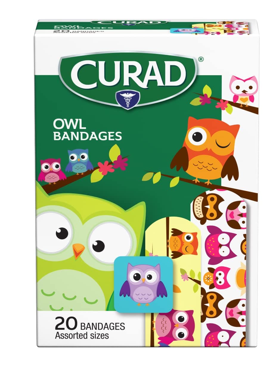 Bandages, Owls, 6 boxes of 20, 120 Piece Assortment