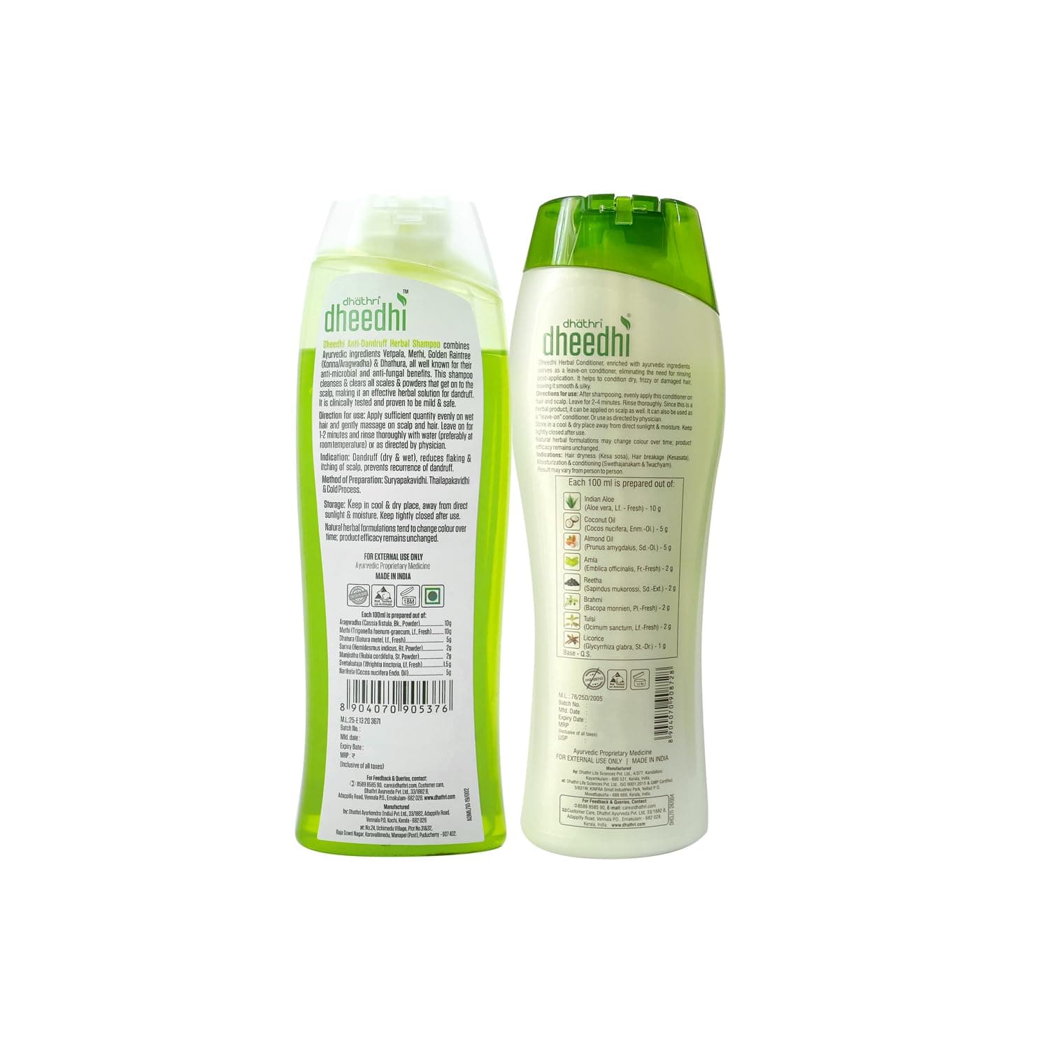 Dheedhi Dandruff Treatment Combo | Ayurvedic Hair Conditioner for Dandruff | Herbal Shampoo for Dandruff and Dry Hair | Hair Conditioner for Dry Frizzy Hair | 200ml Each