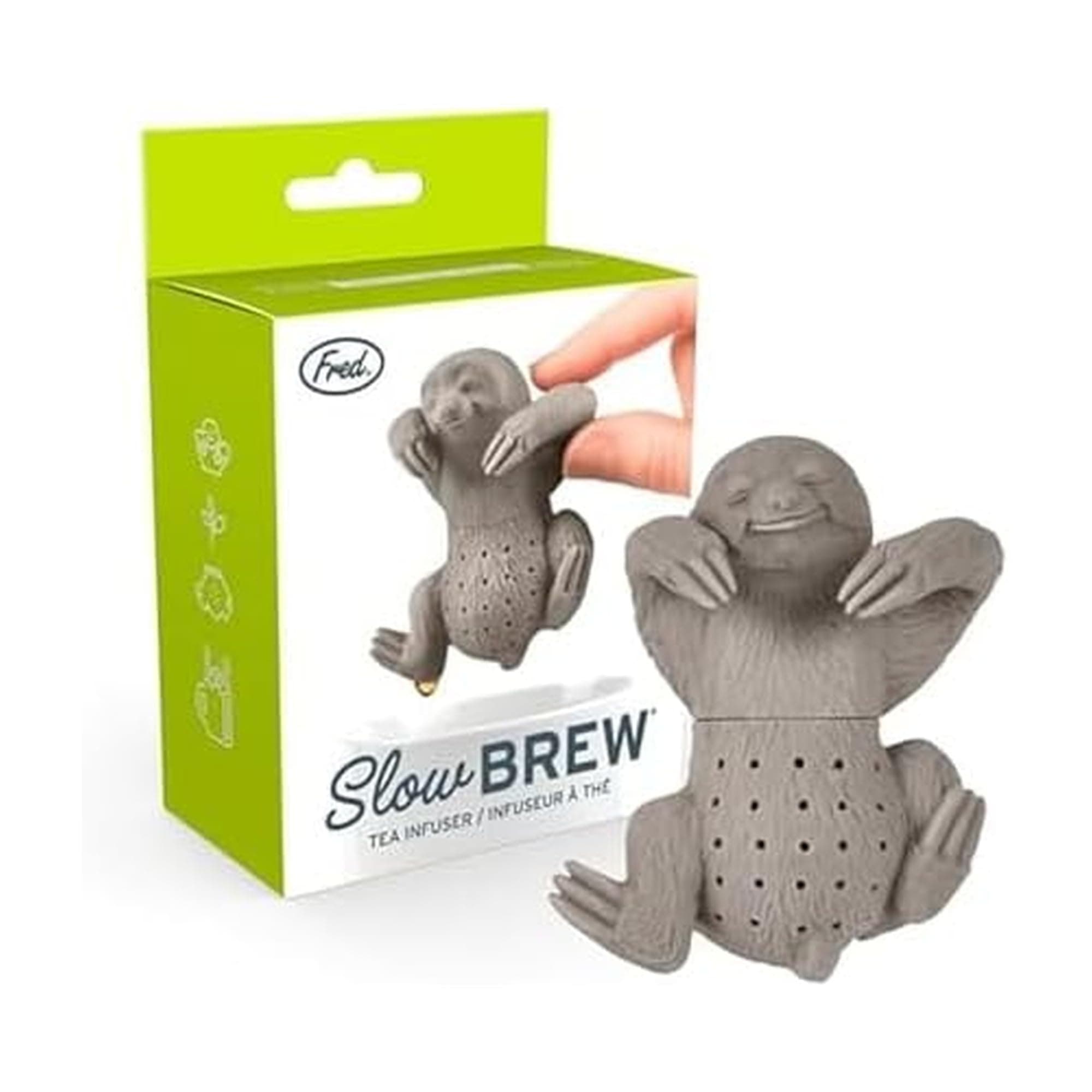 Genuine Fred, SLOW BREW, Sloth Resuable Silicone Tea Infuser, Gray, Fun Gift for Tea Lovers, Clever Kitchen Gadget