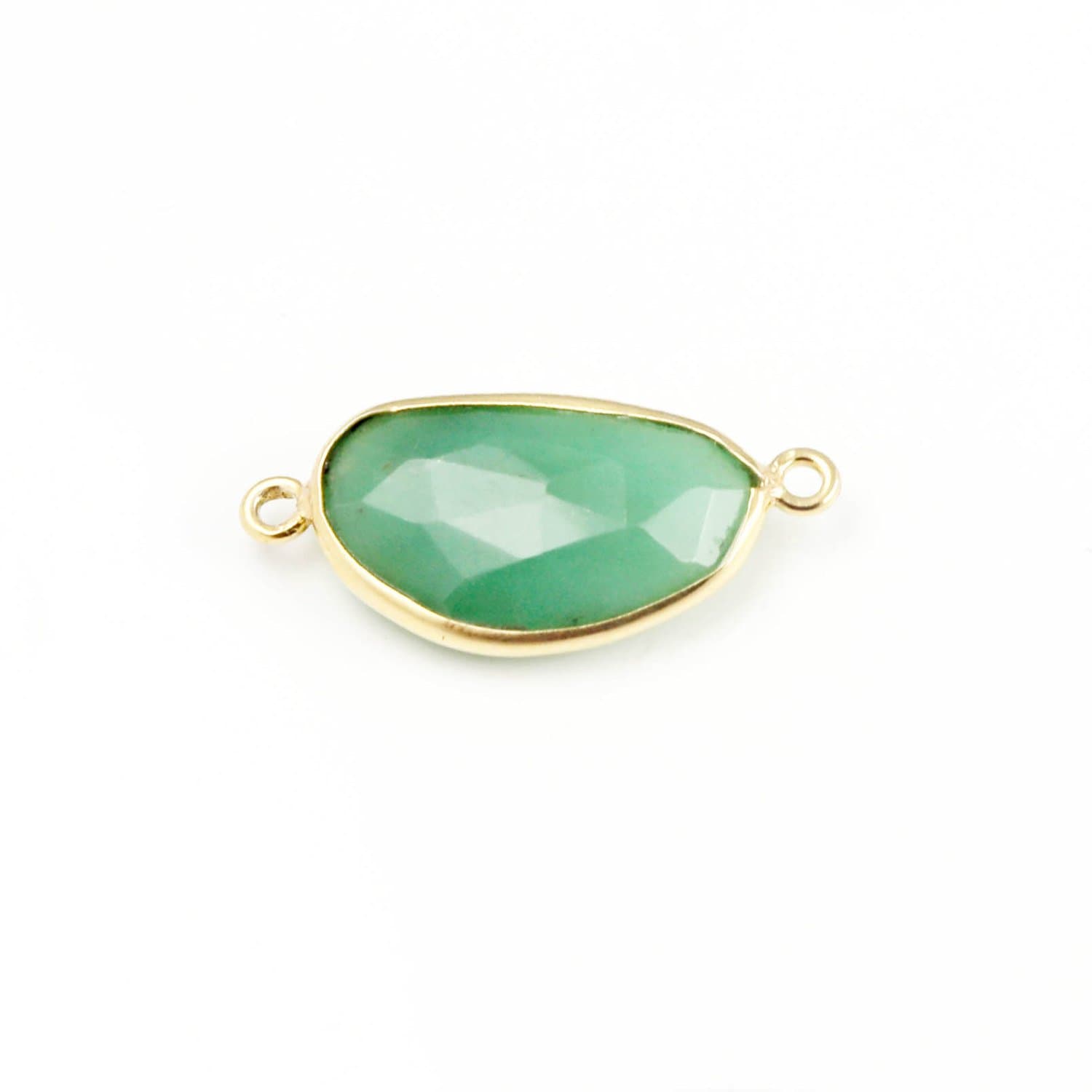 STUNNING Green CHRYSOPRASE Connector May Birthstone Bezel Findings Sterling Solid Silver Double Bail Connector Charms Gold Plated Jewelry