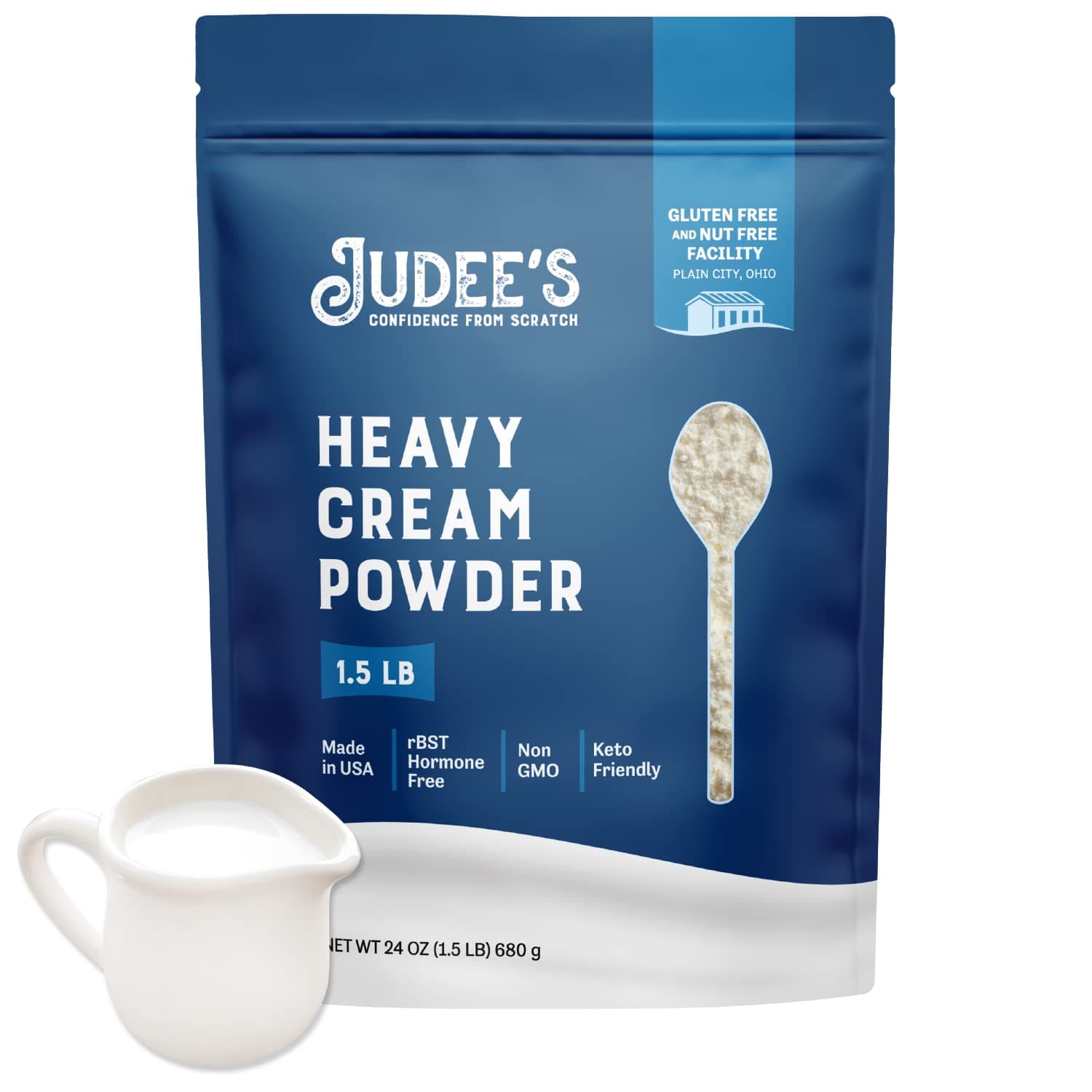Judee's Heavy Cream Powder 0.68KG (1.5lb) - GMO and Preservative Free - Produced in the USA - Keto Friendly - Add Healthy Fat to Coffee, Sauces, or Dressings - Make Liquid Heavy Cream