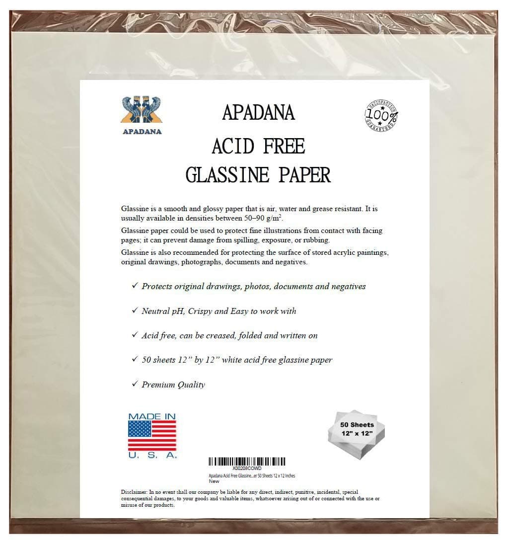 Acid Free Glassine Paper 50 Sheets 12 x 12 Inches