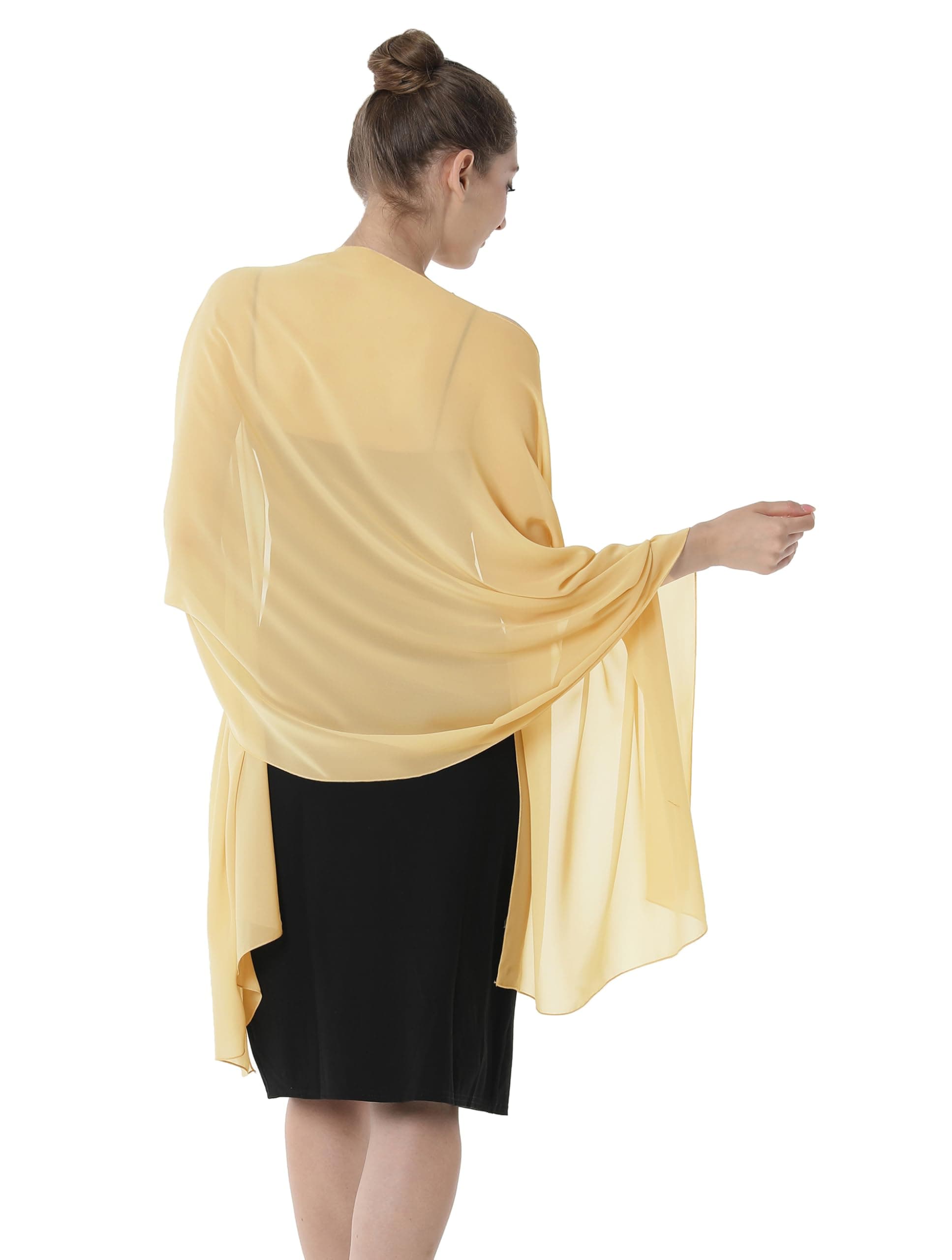 BaoqiyaWomen's Shawls and Wraps for Evening Dress Chiffon Shawl Soft Elegant Silky Pashmina Wedding Bridal Scarf