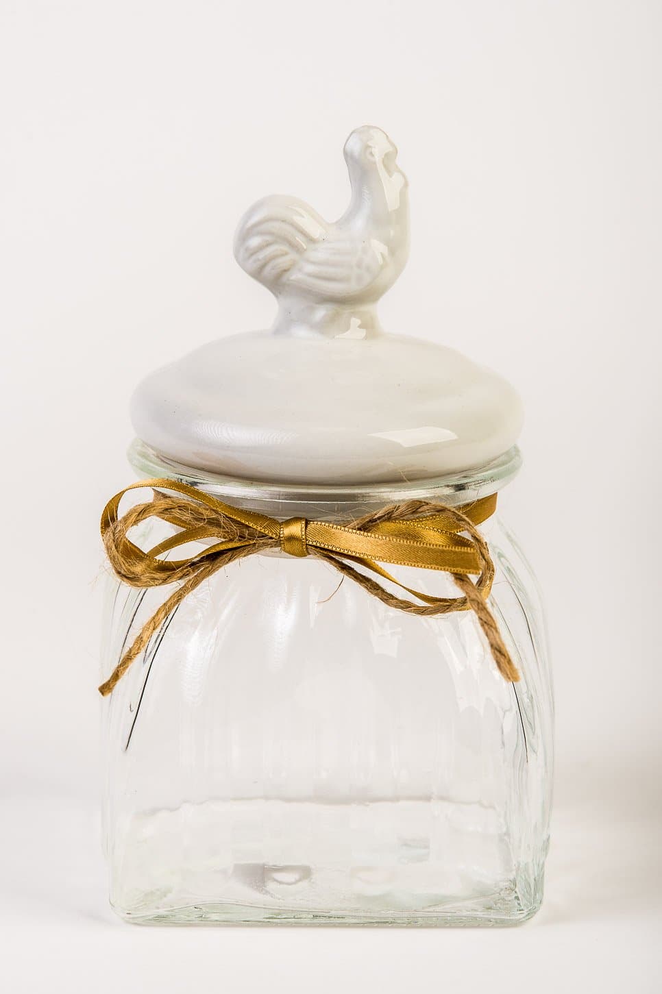 Glass jar - Container - With lid - transparent - Rooster 19 x 11cm