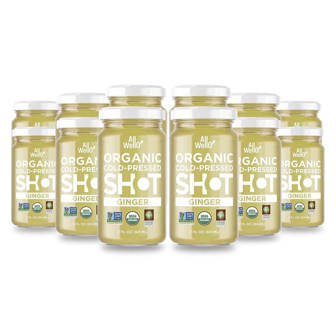 ALLWELLO Cold-Pressed Ginger Shot, 60 mL, USDA Organic Immune Booster with Natu-RAL | 12 Units per case (12 Pack)
