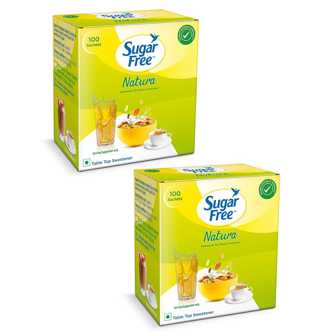 Natura, 100 Sachet (Pack of 2) |100% Safe| Scientifically Proven & Tested|Sweet like Sugar but with zero calories|