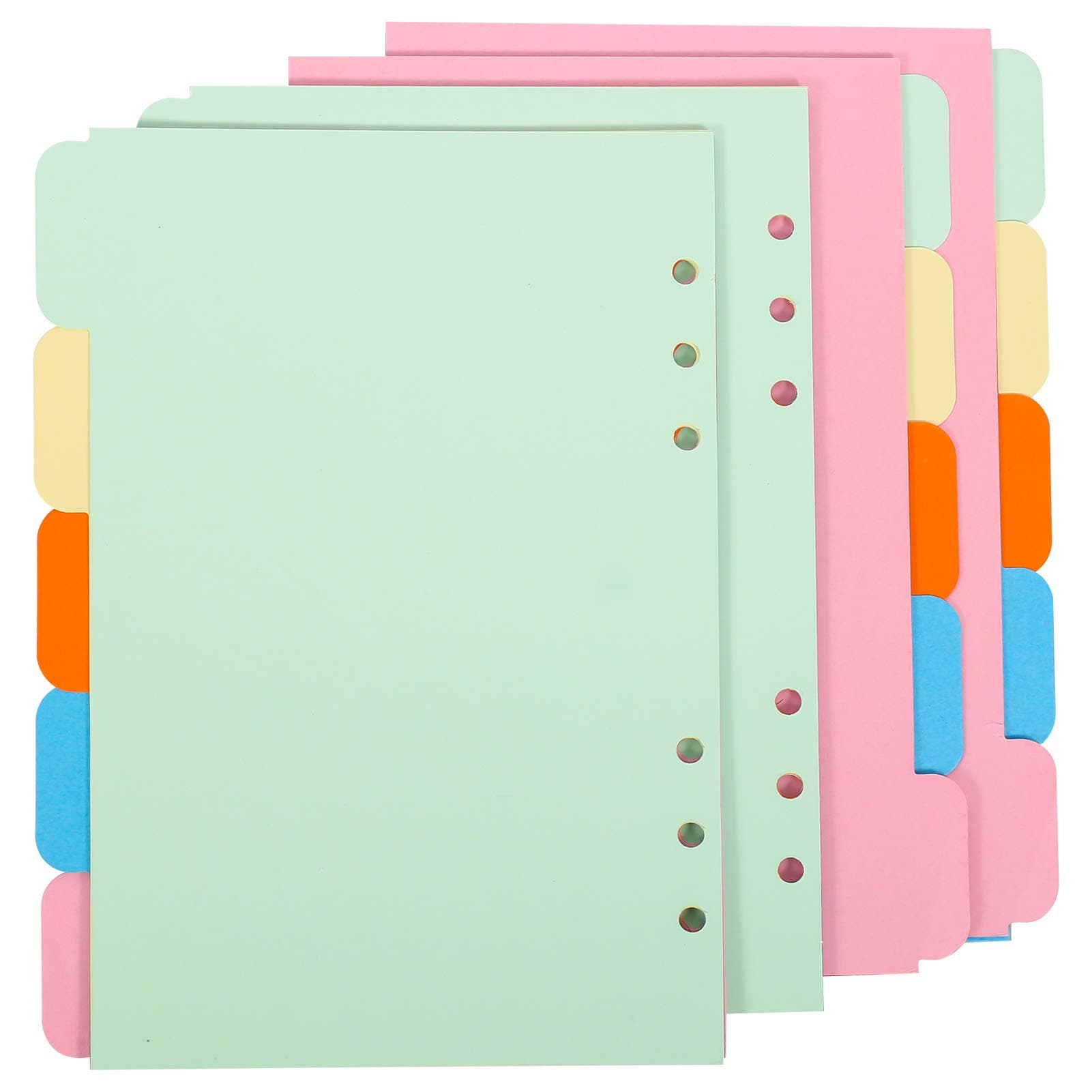 4Pack A5 Binder Dividers 20-Tab Paper Index Divider Vertical Tabs Page for 6-Holes Ring Binders Filofax Notebooks Travel Diary Journal Personal Planner