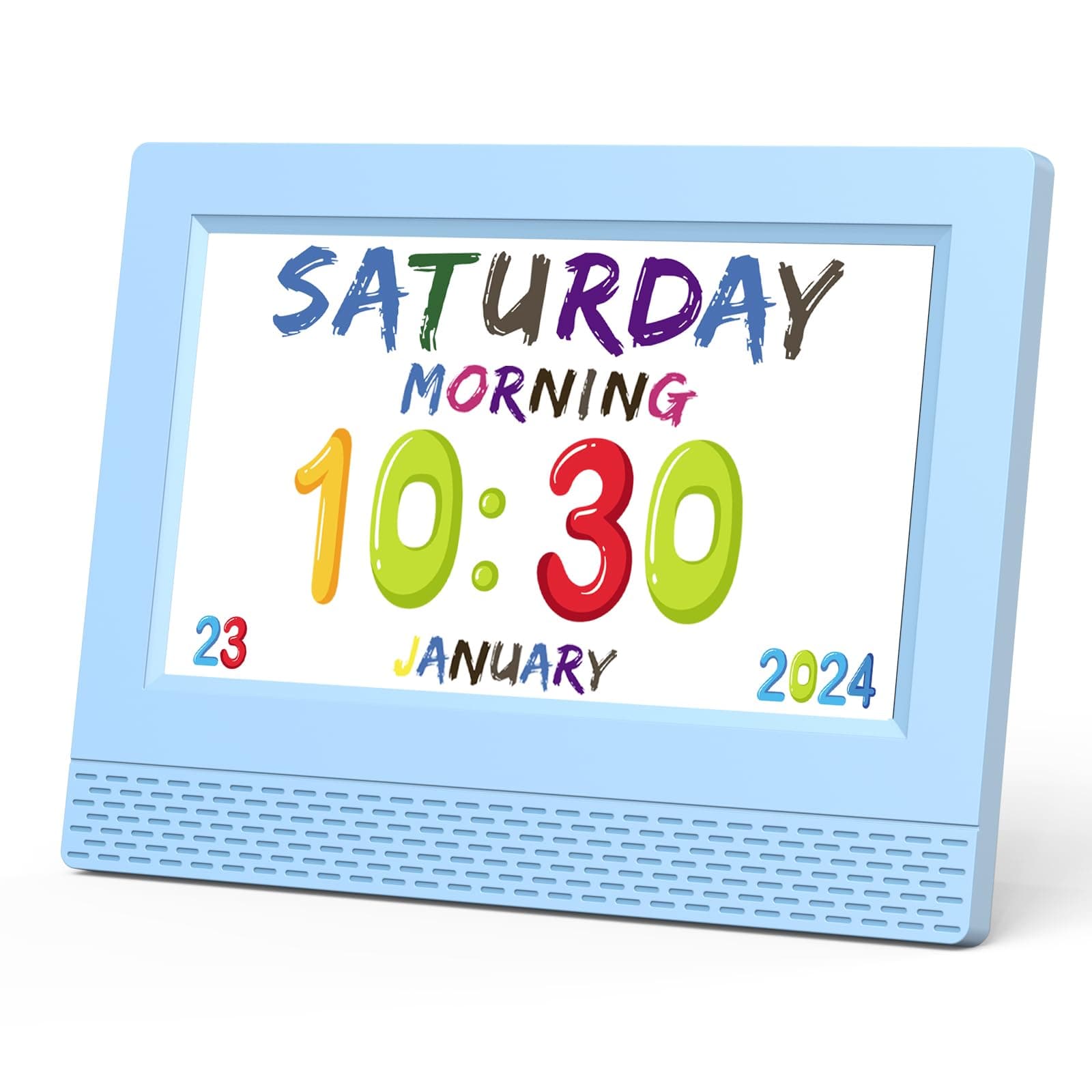 Kids Digital Alarm Clock Colorful, 7" Large LED Time Display Children's Sleep Trainer, Eye-Caring Digital Clock for Girls Boys Bedrooms Bedside, 17 Alarm Clock Settings Easy to Use Kids Birthday Gift