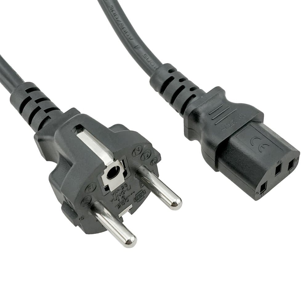 ACP1017 Heavy Duty European Schuko CEE7/7 Plug to IEC C13 10 Foot (3.05M) Cord with VDE, ENEC and Many Other approvals and certifications. Uses The Thicker 1.0mm Wire for Added Electrical Robustness.