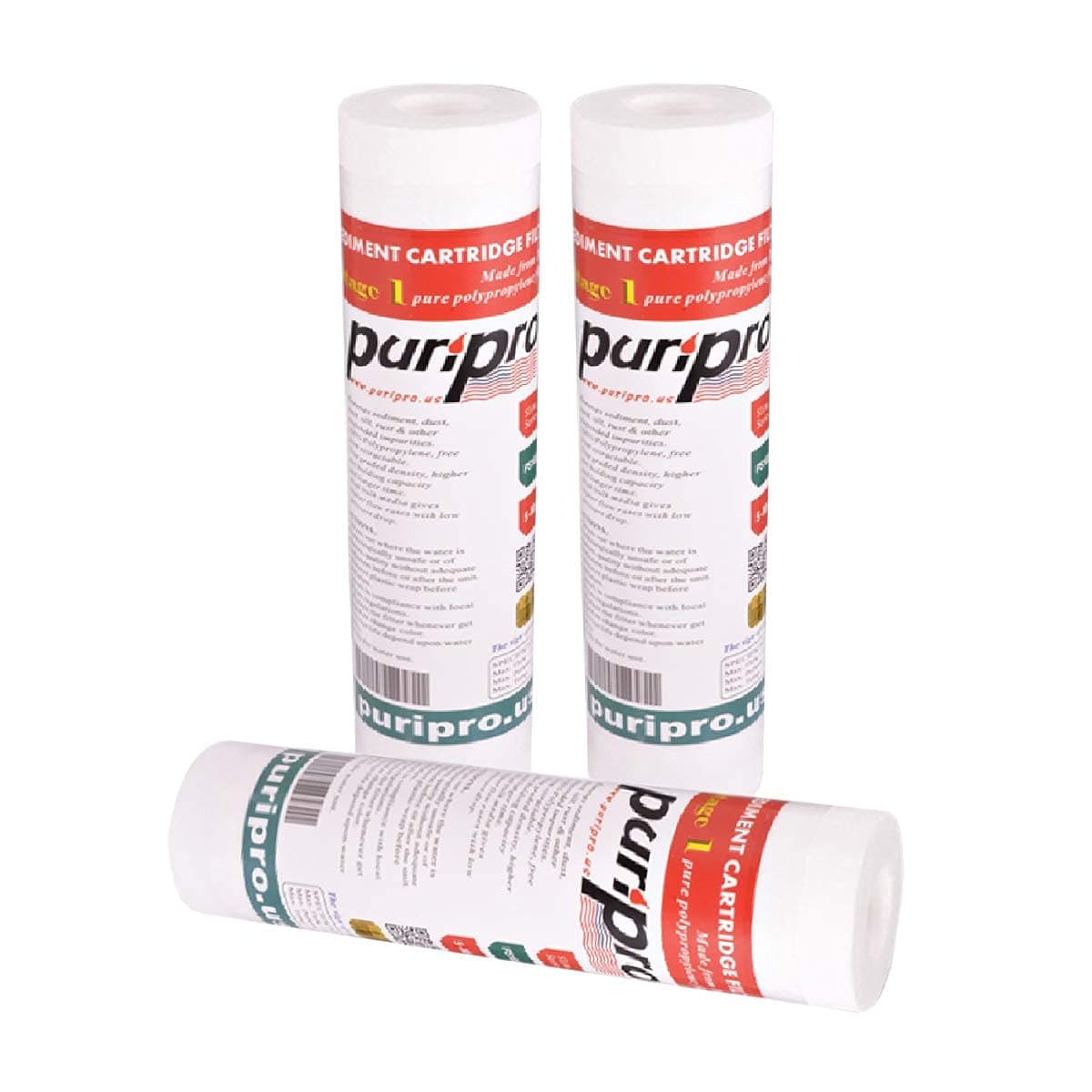 Puri Pro 5 Micron Sediment Water Filter Cartridge 10"x 2.5", Four Layers of Filtration, Removes Sand, Dirt, Silt, Rust, Made from Polypropylene Standard 10"x 2.5" Housings (03 Pcs)
