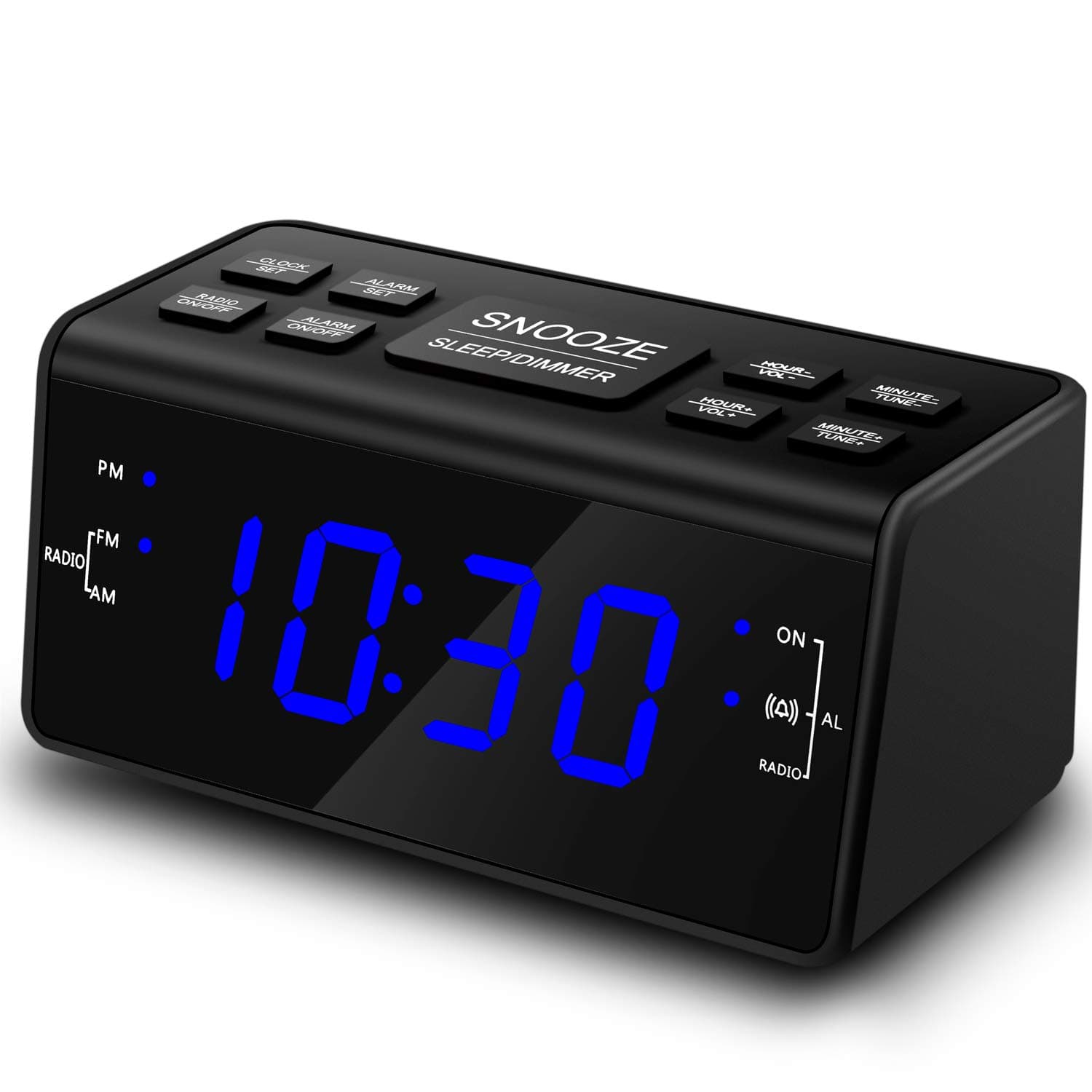 Alarm Clock, Alarm Clocks for Bedrooms with AM/FM Radio,Dimmer,Snooze,Battery Backup
