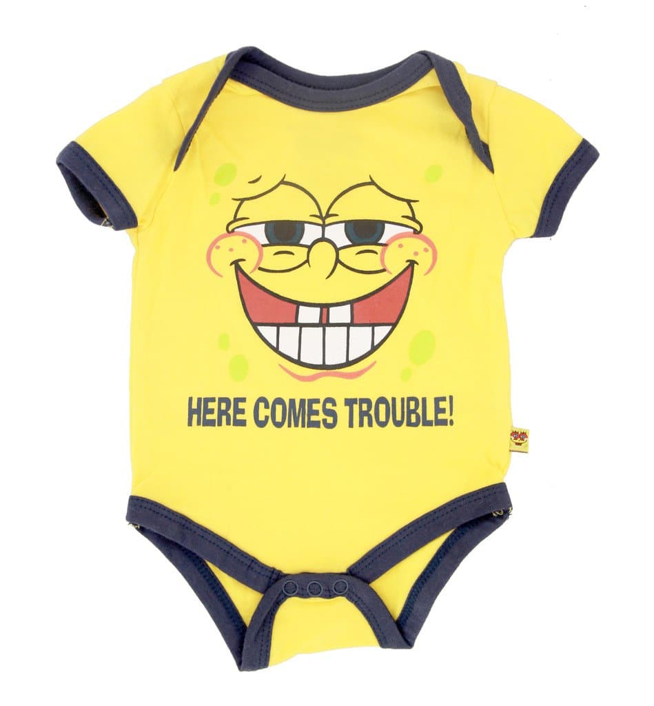 Spongebob Squarepants Trouble Yellow Baby Onesie Romper (0-3 Months)