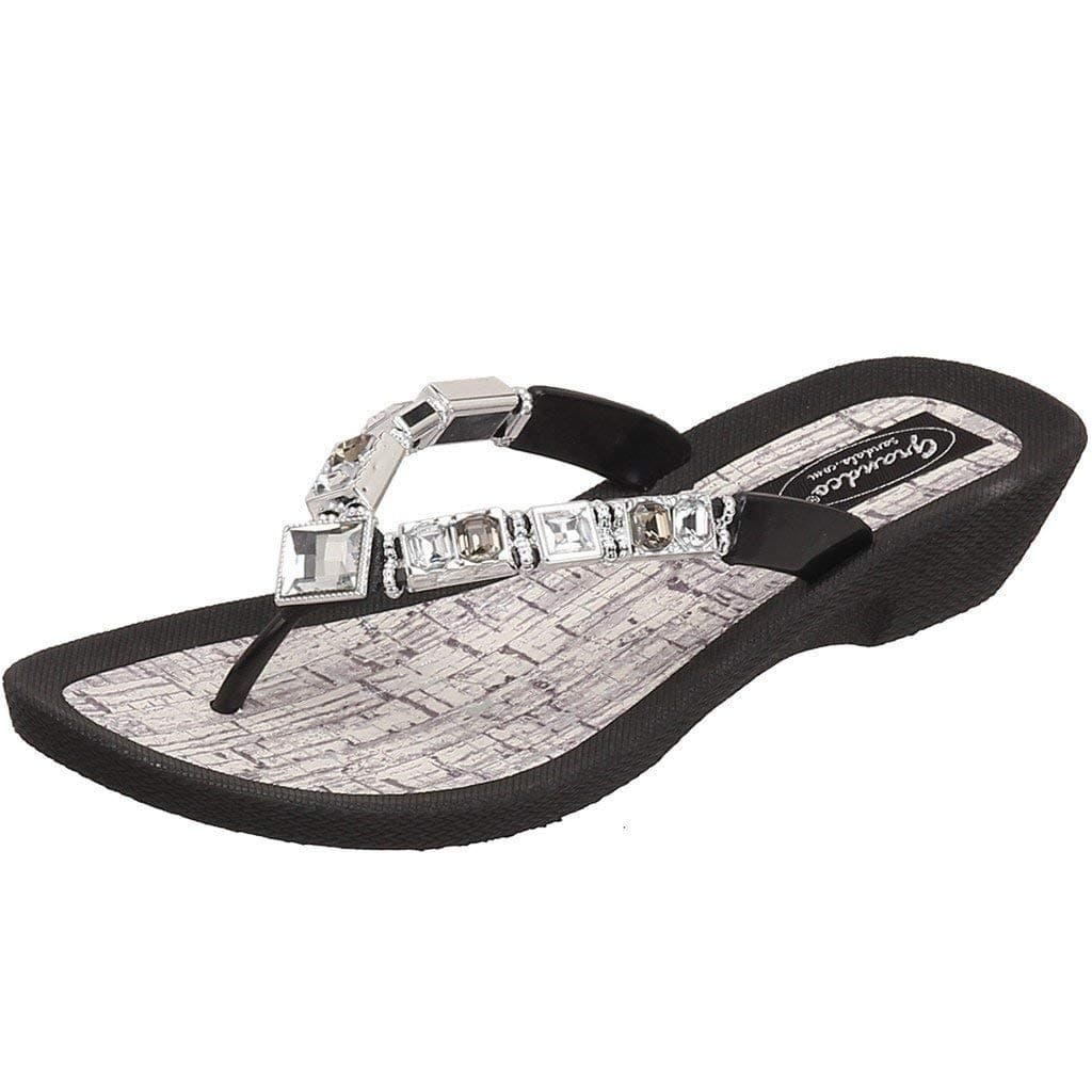 GrandcoWomen's 27143c Flawless Cork Jeweled Waterproof Summer Thong Sandals Platforms