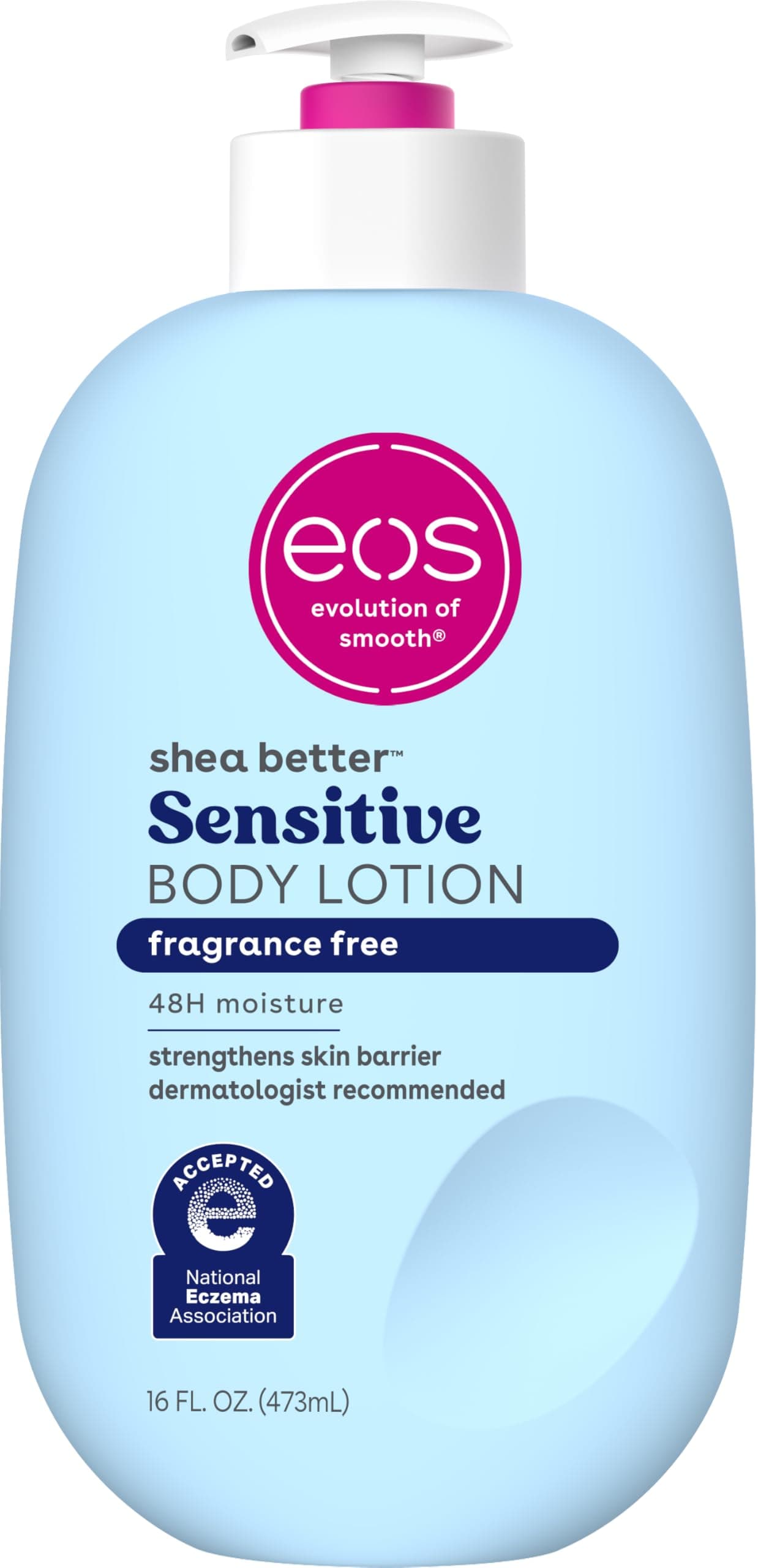 Shea Better Sensitive Skin Body Lotion, 48-Hour Moisture Skin Care, For Dry Skin, Fragrance Free Body Lotion, Eczema Lotion, Vegan, 16 fl oz (Packaging may vary)