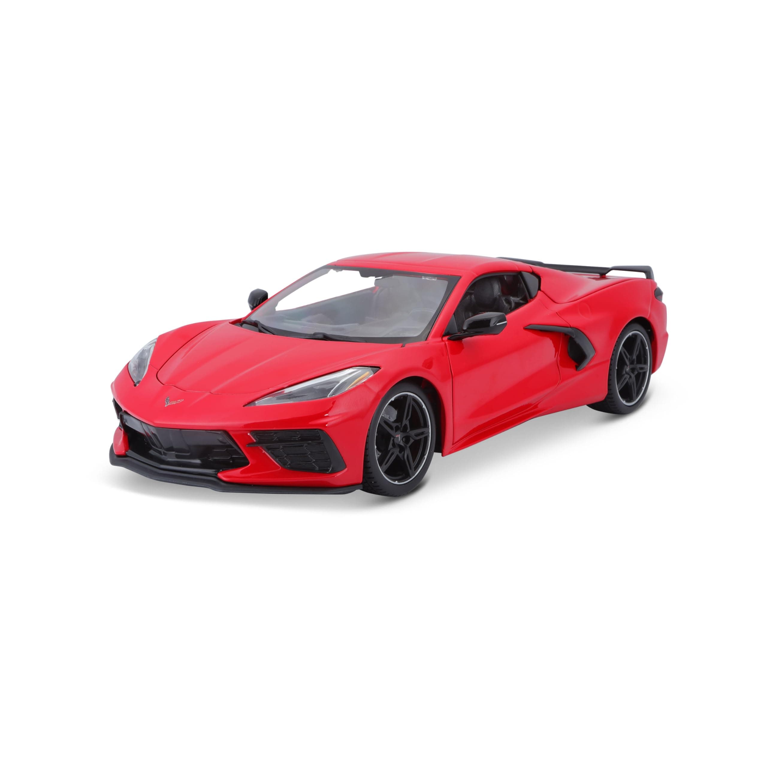 2020 Chevrolet Corvette Stingray C8 Dark Gray Metallic with Racing Stripes 1/18 Diecast Model Car by Maisto