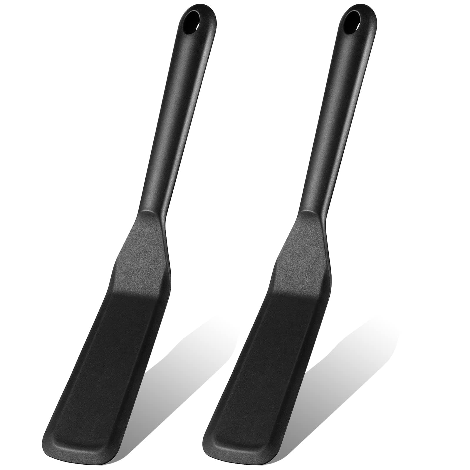 Zopeal 2 Pieces Crepe Spatula Silicone Narrow Skinny Flipper Long Heat Resistant Cooking Pancake Spatula Non Stick for Cooking Egg Burgers Pizza Pancake Steak Omelet(Black)
