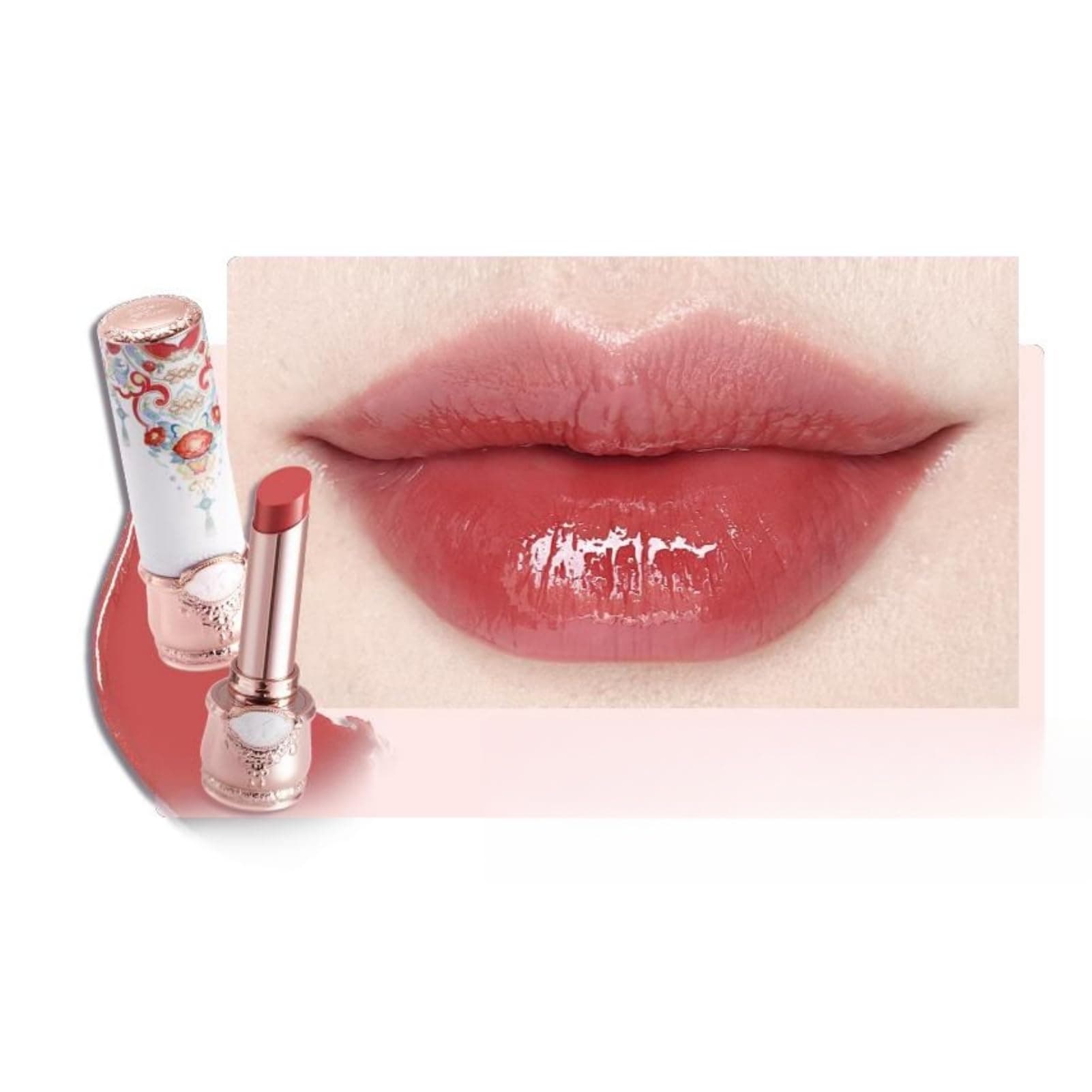 Flower Knows Butterfly Cloud Collar Glossy Lipstick,Hydrating Solid Lip Gloss,Moisturizing Red Tinted Lip Balm,Long Lasting Lip Gloss in Balm for Girls&Women,(C09 Camellia)