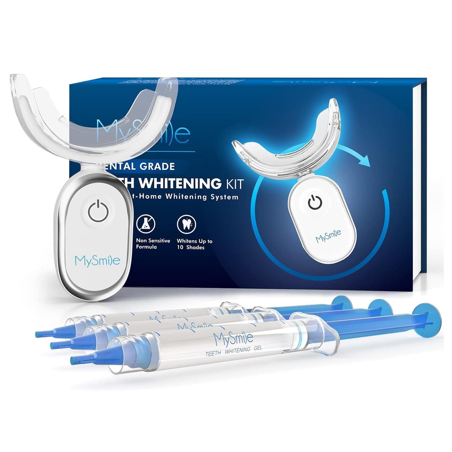 Teeth Whitening Kit for Sensitive Teeth with LED Light, 10 Min Non-Sensitive Fast Teeth Whitener, 3Pcs Teeth Whitening Gel, Powerful whitening, Enamel Safe