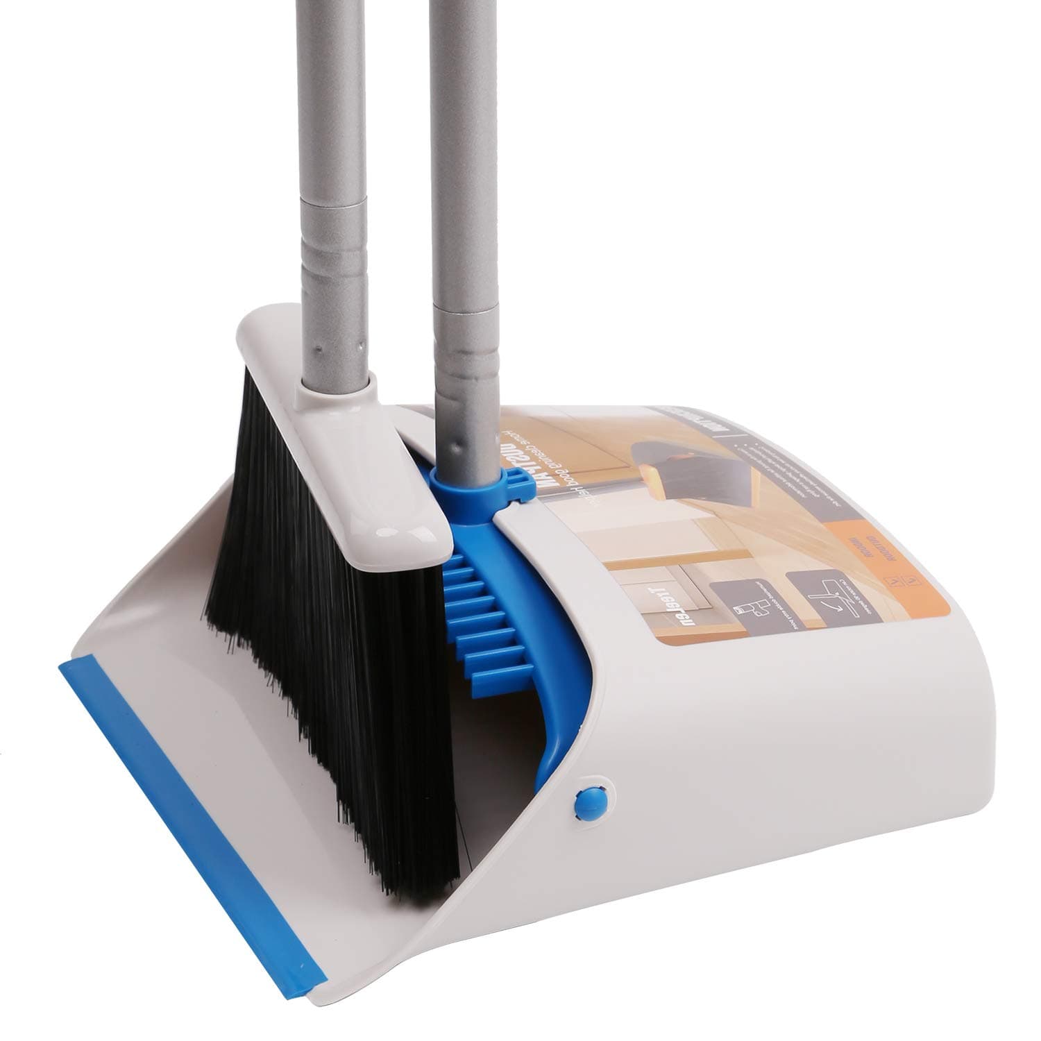 Broom and Dustpan Set,Upright Dust Pan Combo for Home, Kitchen, Room, Office, Lobby Floor Use Without Bending