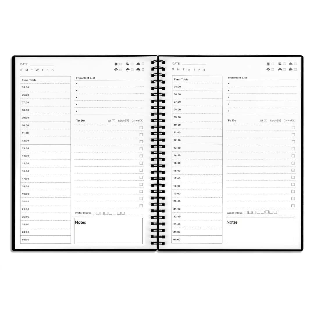 UtyTrees To Do List Notebook, Daily Planner Undated - Blank Hourly Schedules Appointment Time Planner, 7.6"x10.2" Bigger Time Management Manual and Planner, 96 Pages, Black