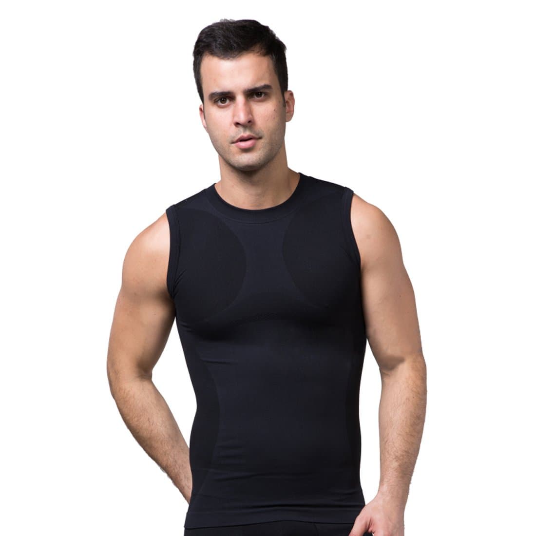ZEROBODYS Men's Comfortable Moisture-wicking Body Shaper Sporting Vest Cool-dry SS-M05 Black (L)