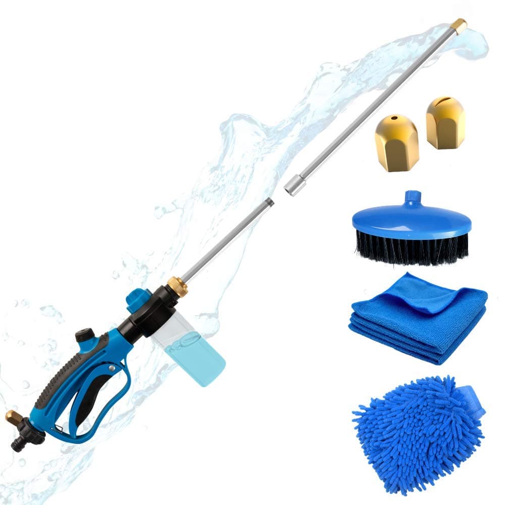 Hydro Jet Hose Pressure Washer Wand for Garden Hose- Portable Pressure Water Gun, Car Wash Sprayer with Soap Dispenser, Power Wash Nozzle Hose Attachment with Car Wash Brush