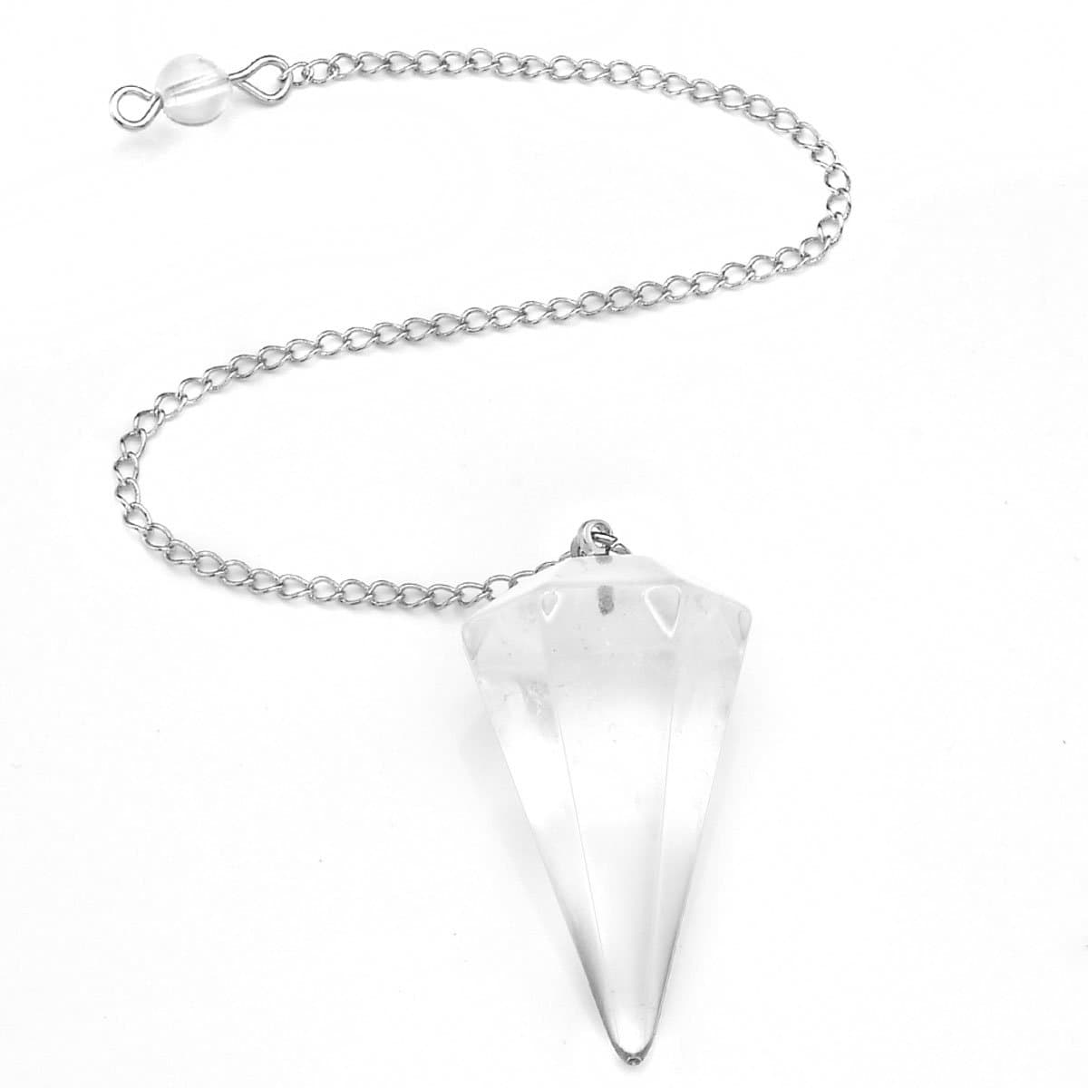QGEM Natural Quartz Pendulum Reiki Healing Crystal Chakra Point Dowsing Metaphysical Tool