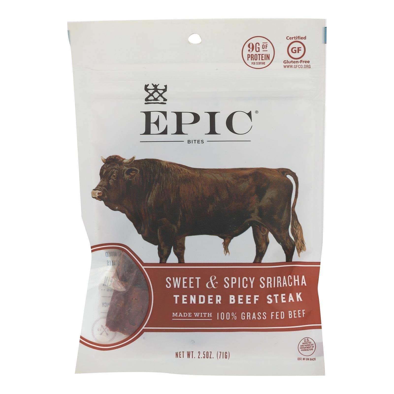 Bar, Bites, Tender Beef Steak, Sweet & Spicy Sriracha, 2.5 oz - Pack of 8