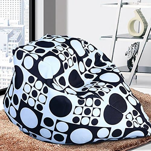 Removable Washable Lazy Bean Bag Computer Chair Living Room Furniture Leisure Beanbag Seat Room Furniture Corner Sofa (Black White)