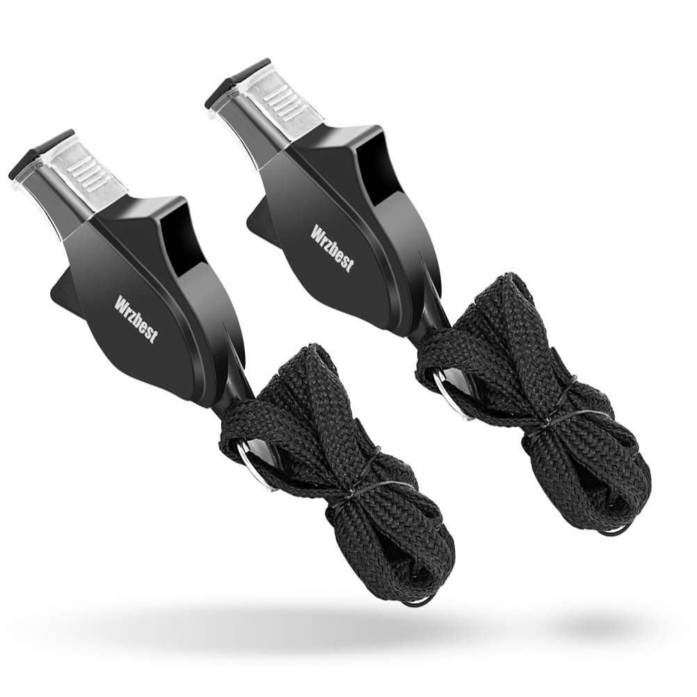 Sports Referee Coach Whistle，2 Pack Dolphin Shape Pealess Plastic Whistles with Rubber Teeth Protector and Lanyard