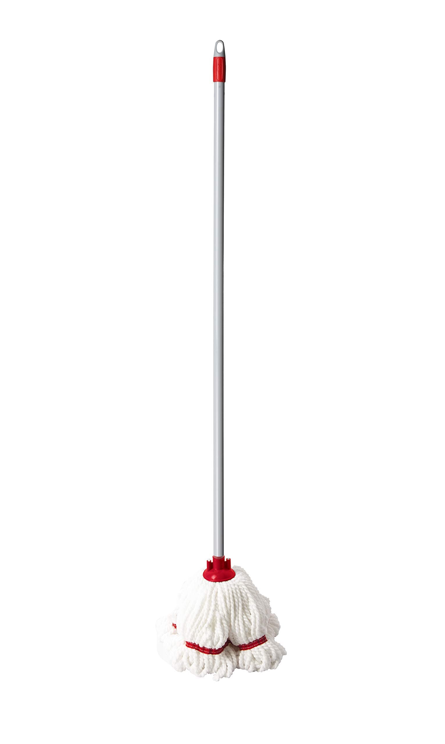 WOTRA Loop Microfiber Floor Mop - White & Red (Single Unit, White)