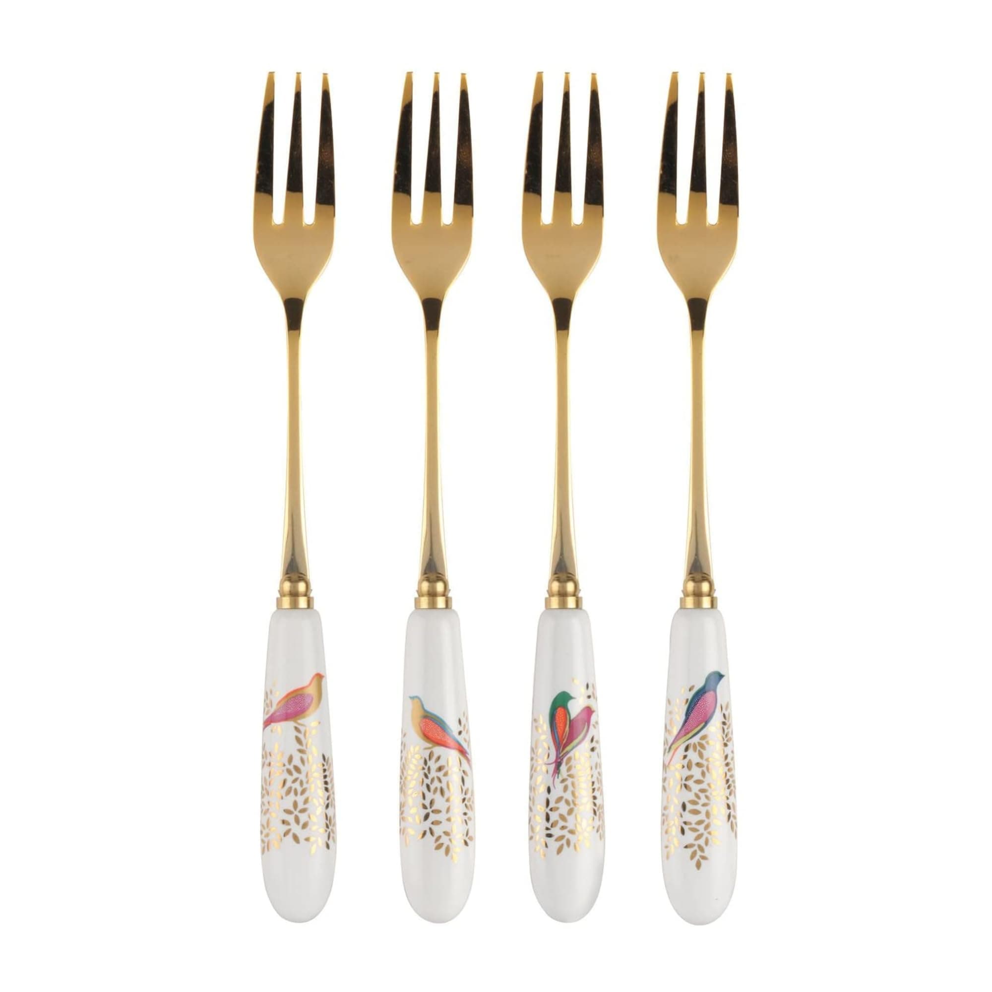 Sara Miller London Chelsea Pastry Forks | Set of 4 Forks for Dessert and Appetizers | Made of Stainless Steel and Fine Porcelain | Handwash Only