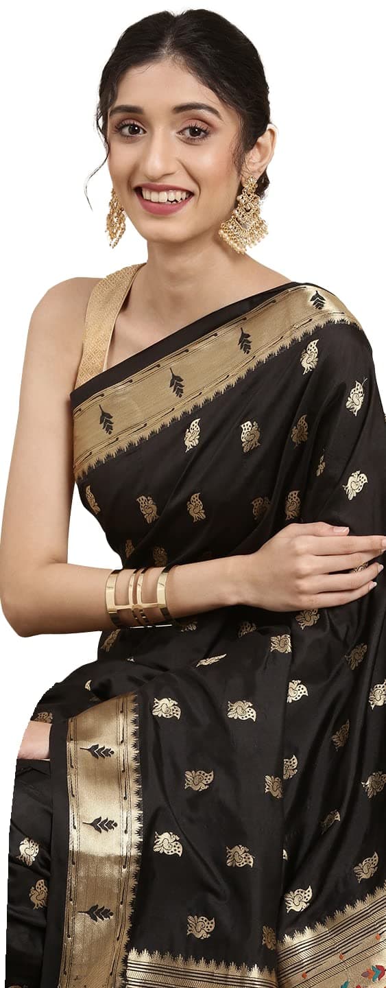 Pandadi Saree Women's Paithani Silk Saree With Blouse Piece