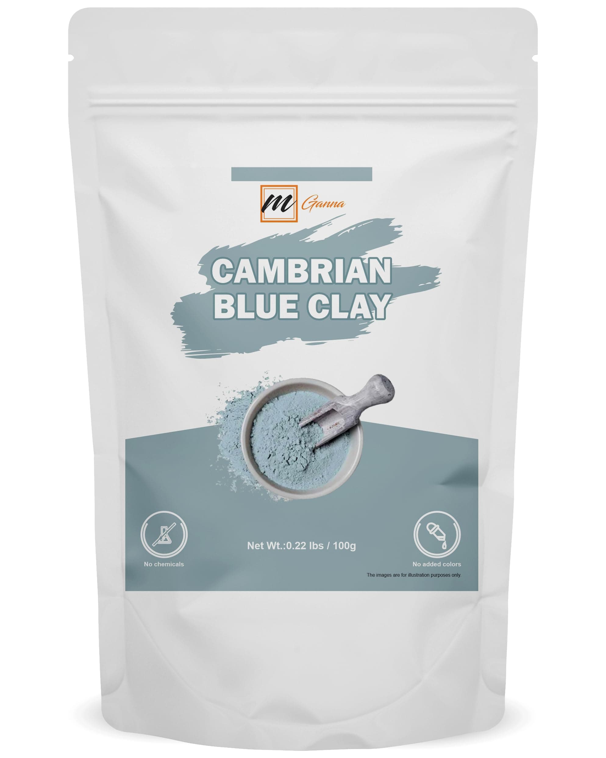 Cambrian/Serbian Blue Clay 100g / 0.22lbs for Facial Masks, Creams, Body Wraps, Soft Peels and Scrubs, and Soap Making