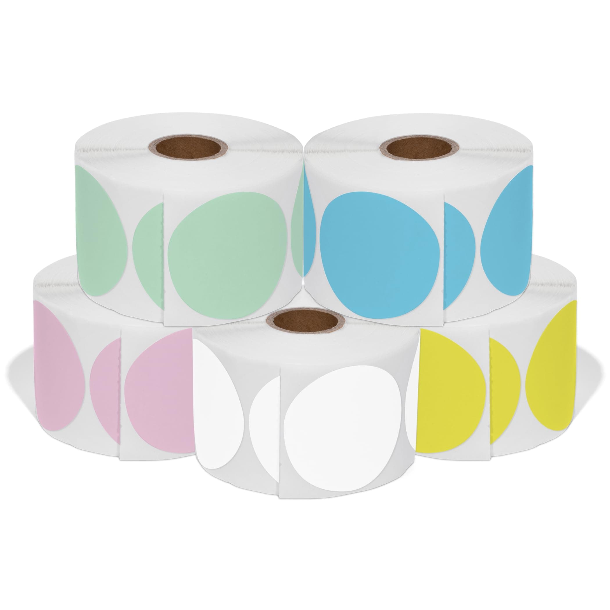 Spartan Industrial 2" Direct Thermal Multicolored Labels | Perforated Custom Circle Logo Stickers - Works with Rollo, Zebra, MUNBYN Desktop Printers - 5 Rolls, 750/Roll