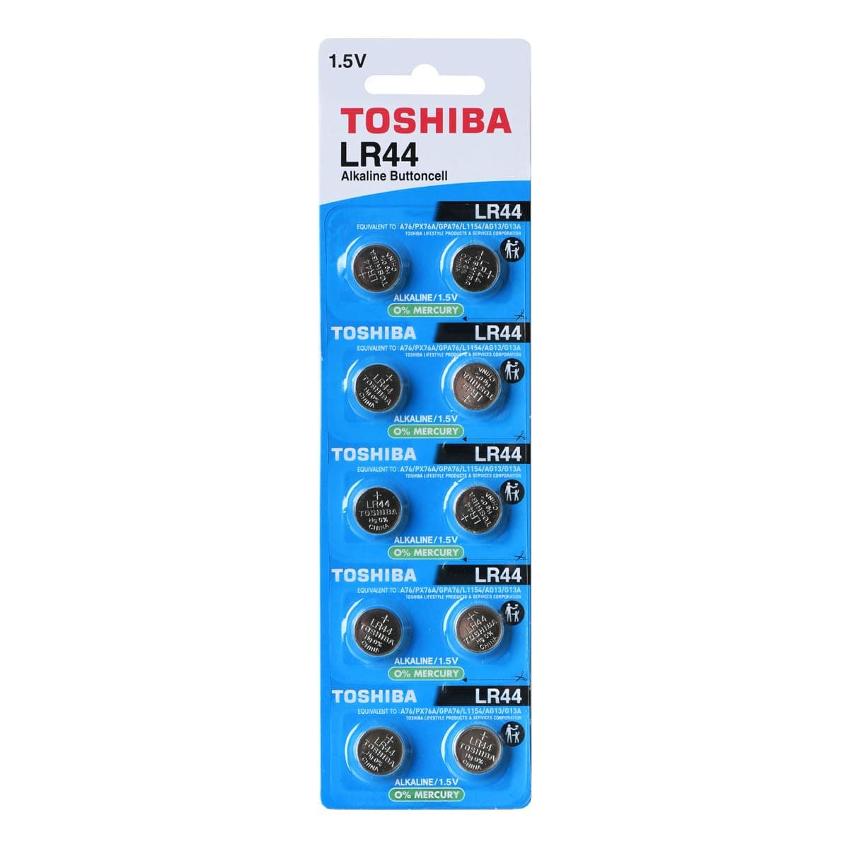 Toshiba LR44 AG13 Alkaline 1.5 Volt Batteries 10 Count