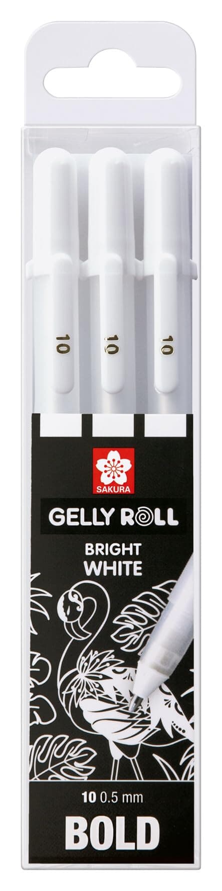 SAKURA Gelly Roll Basic - Bright White Gel Pen Set - Bold 1.0 mm Nib - Opaque White Ink for Dark Paper - Set of 3 Pens - Ideal for Hand Lettering, Comics, and Mixed Media