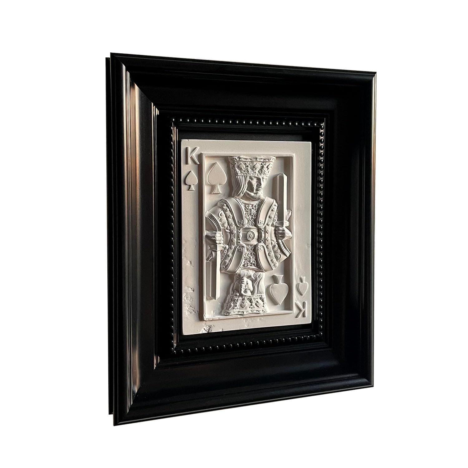 CandumyFramed Poker Wall Art 3D relief Plaster statue Vintage Farmhouse Home Decor,the King of Spades,8.5x10.5 Inch Black Frames