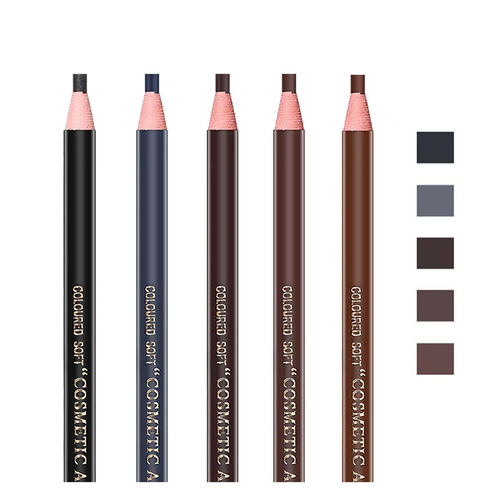 Pinkiou 5pcs Eyebrow Pencils for Women Peel-off Pencil Pull Cord Brow Lamination Pencil Set for Filling Outlining Eye Brow Liners in 5 Colors - Long Lasting Smudge-Proof Professional Makeup for Women