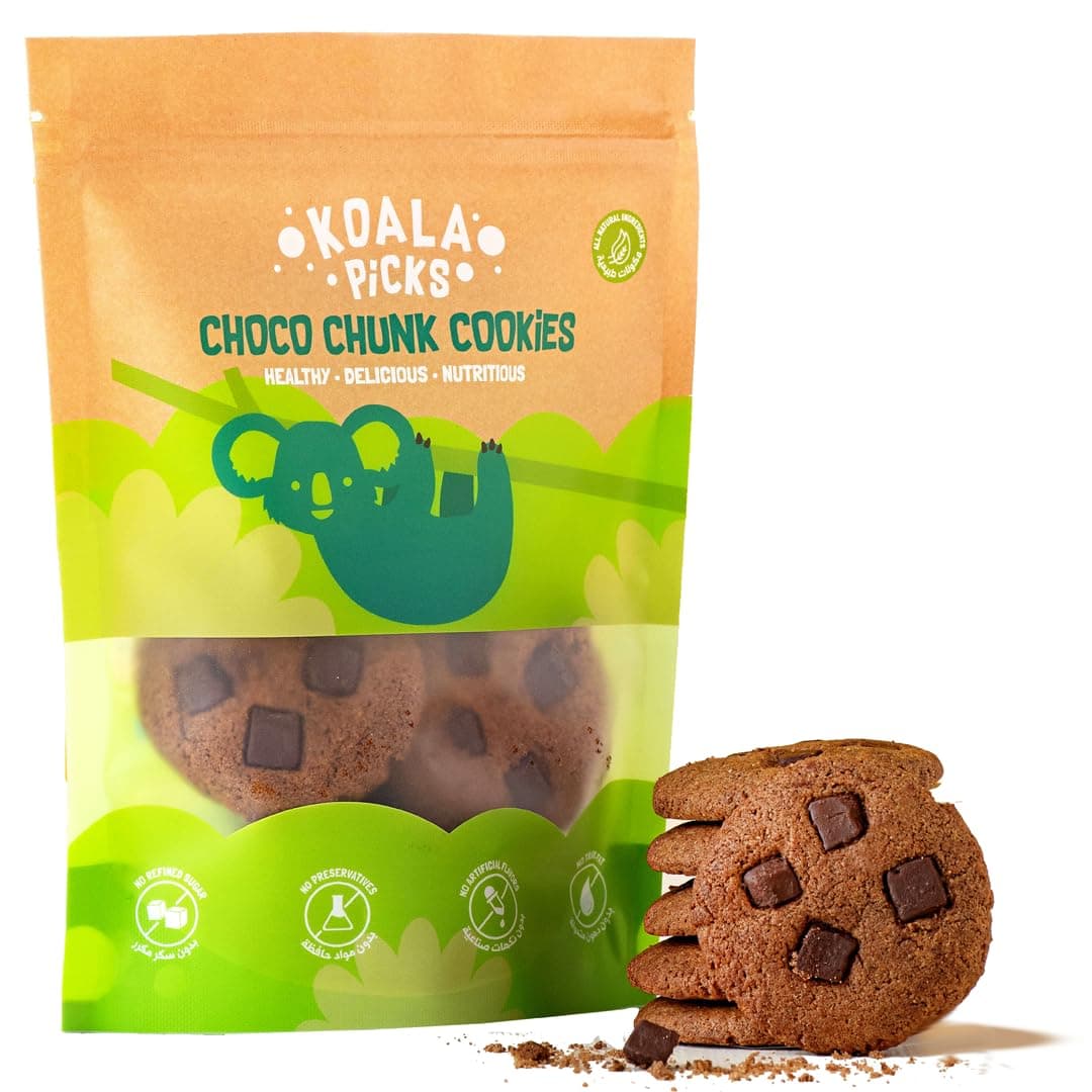 Choco Chunk & Choco Chip Cookies - Pack of 8, 160g - Healthy Snack Free from Refined Sugar, Preservatives, Artificial Flavors & Transfat - Wholesome Kid's Treat