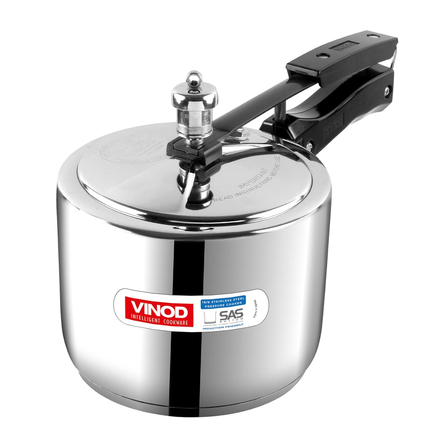 Vinod 18/8 Stainless Steel Sandwich Bottom Inner Lid Pressure Cooker - 3 L