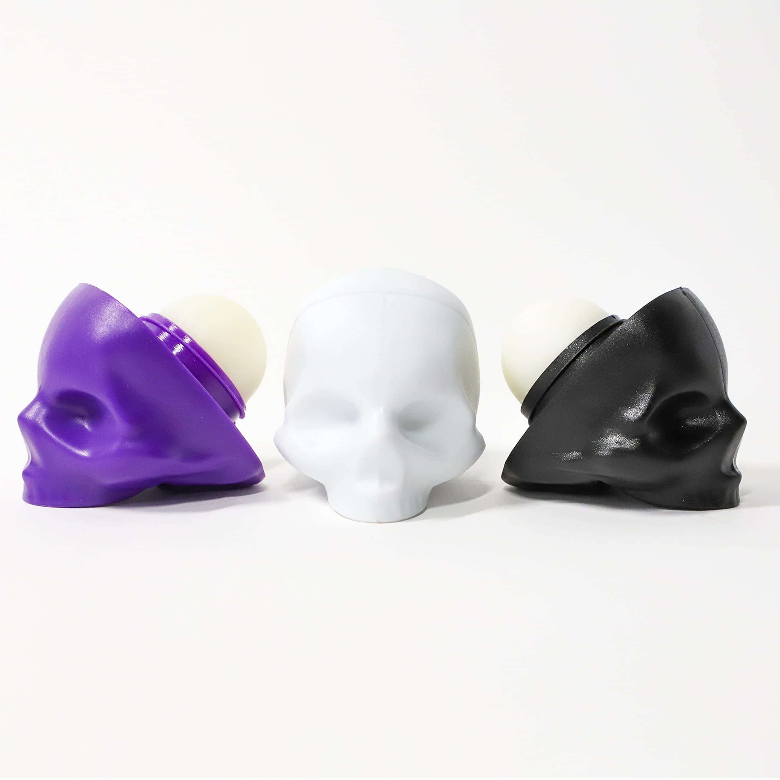 3-Piece Neapolitan Skull Lip Balm Bundle - Passion Fruit, Black Mint & White Vanilla