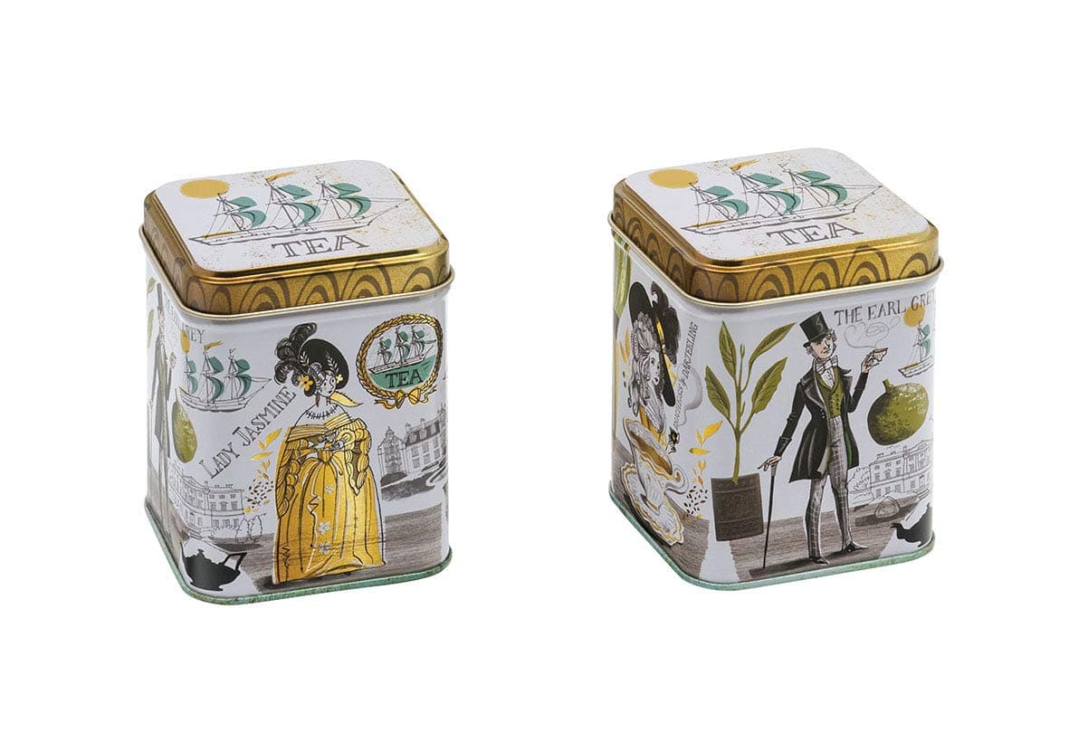 Elite tins Tea Tin Small - 100gm Square Lady Jasmine and The Early Grey tea tin - 75 x 75 x 93mm
